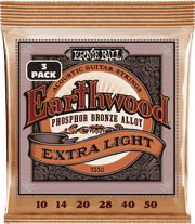 Ernie Ball Earthwood Phosphor Akoestische Gitaarsnaren Extra Light 10-50 3-pack