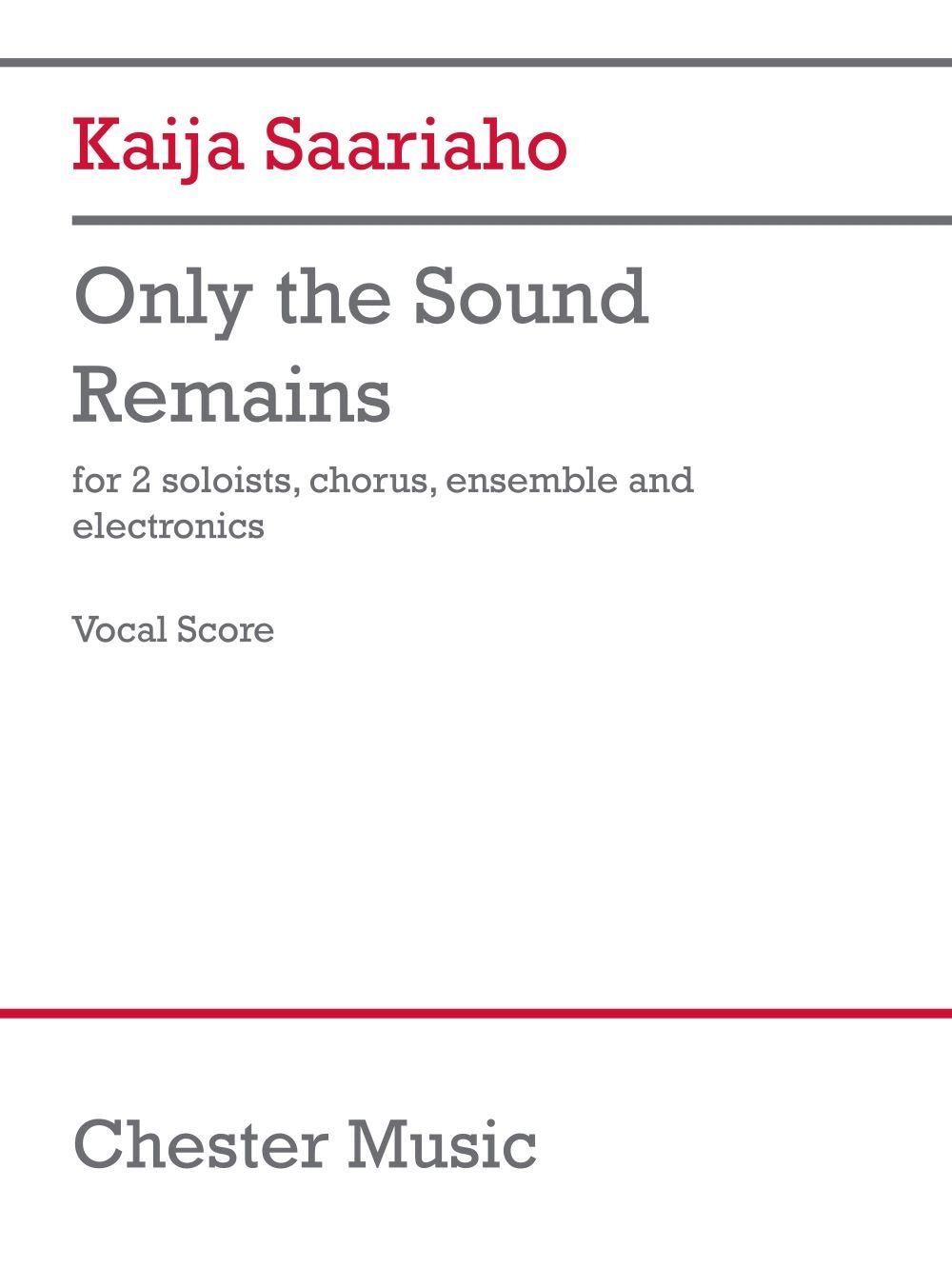 Saariaho: Only The Sound Remains (Vocal Score) (Opera)