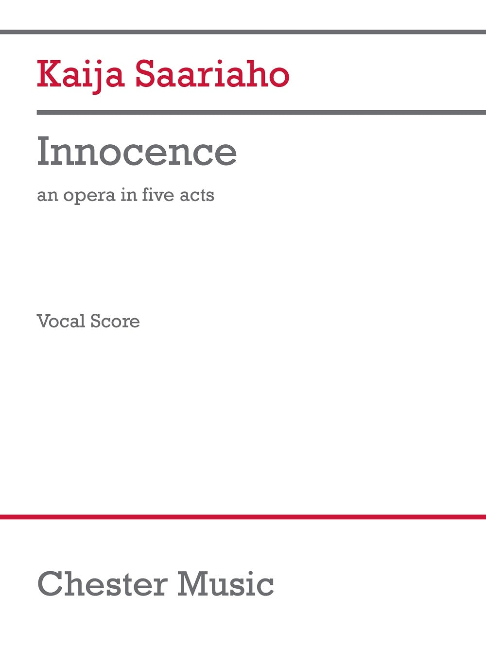Saariaho: Innocence (Voices and Piano)