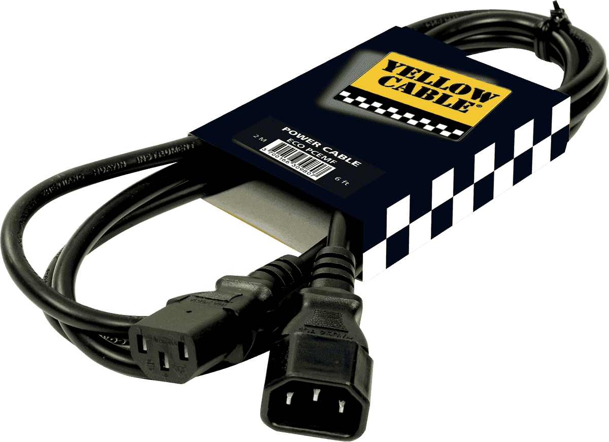 Yellow Cable ECO PCEMF Power cable euro male naar femaleale