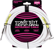 Ernie Ball Classic Instrumentkabel 6.35mm jack - 6.35mm jack Haaks 6 m Wit