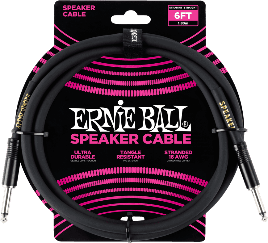 Ernie Ball Classic Speakerkabel 6.35mm jack - 6.35mm jack 183 cm Zwart
