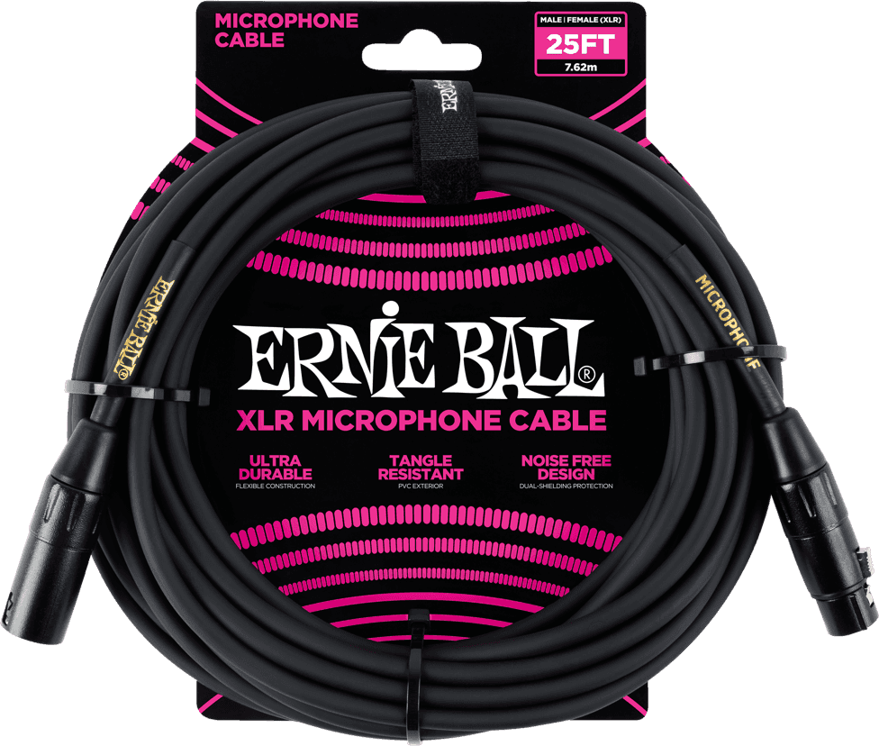 Ernie Ball Classic Microfoonkabel XLR male - XLR female 7.62 m Zwart