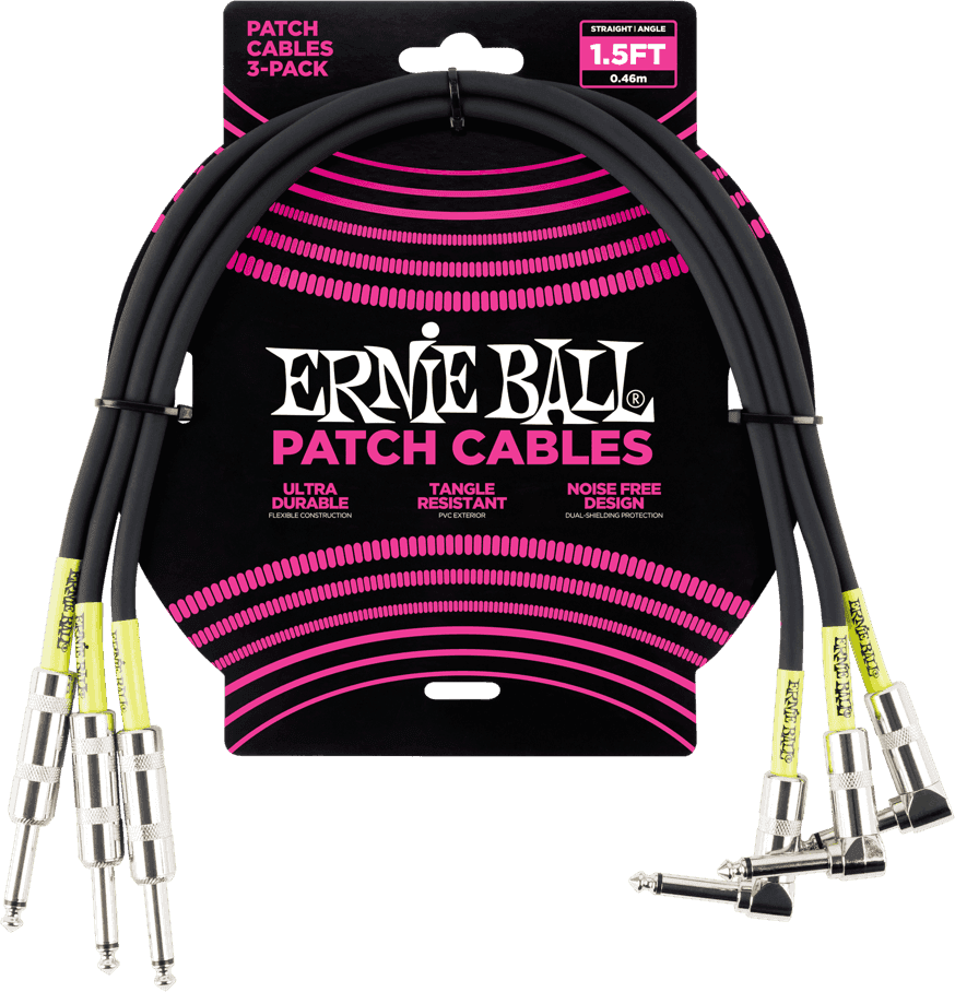 Ernie Ball Patch Patchkabel Haaks 46 cm 3-pack