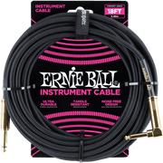 Ernie Ball Geweven Sleeve Instrumentkabel 6.35mm jack - 6.35mm jack Haaks 5.5 m Zwart