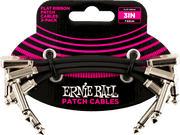 Ernie Ball Patch Patchkabel Haaks 7.5 cm – Pack met 3 - Haaks dun & plat - 7,5 cm
