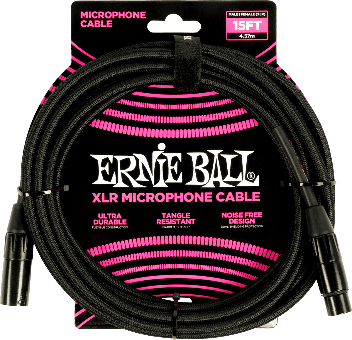 Ernie Ball Gevlochten Microfoonkabel XLR male - XLR female 4.5 m Zwart