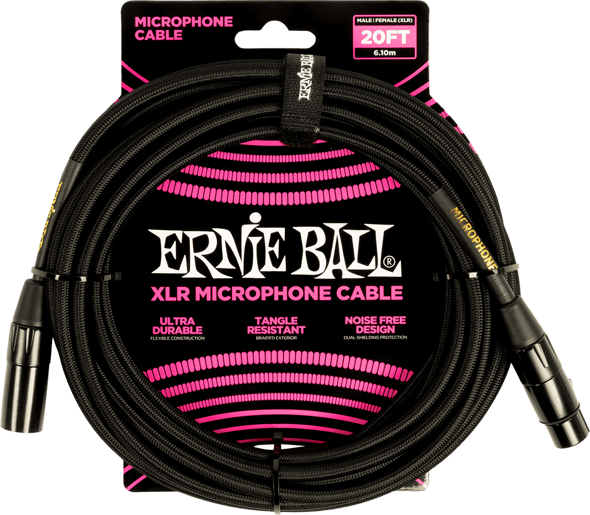 Ernie Ball Gevlochten Microfoonkabel XLR male - XLR female 6 m Zwart