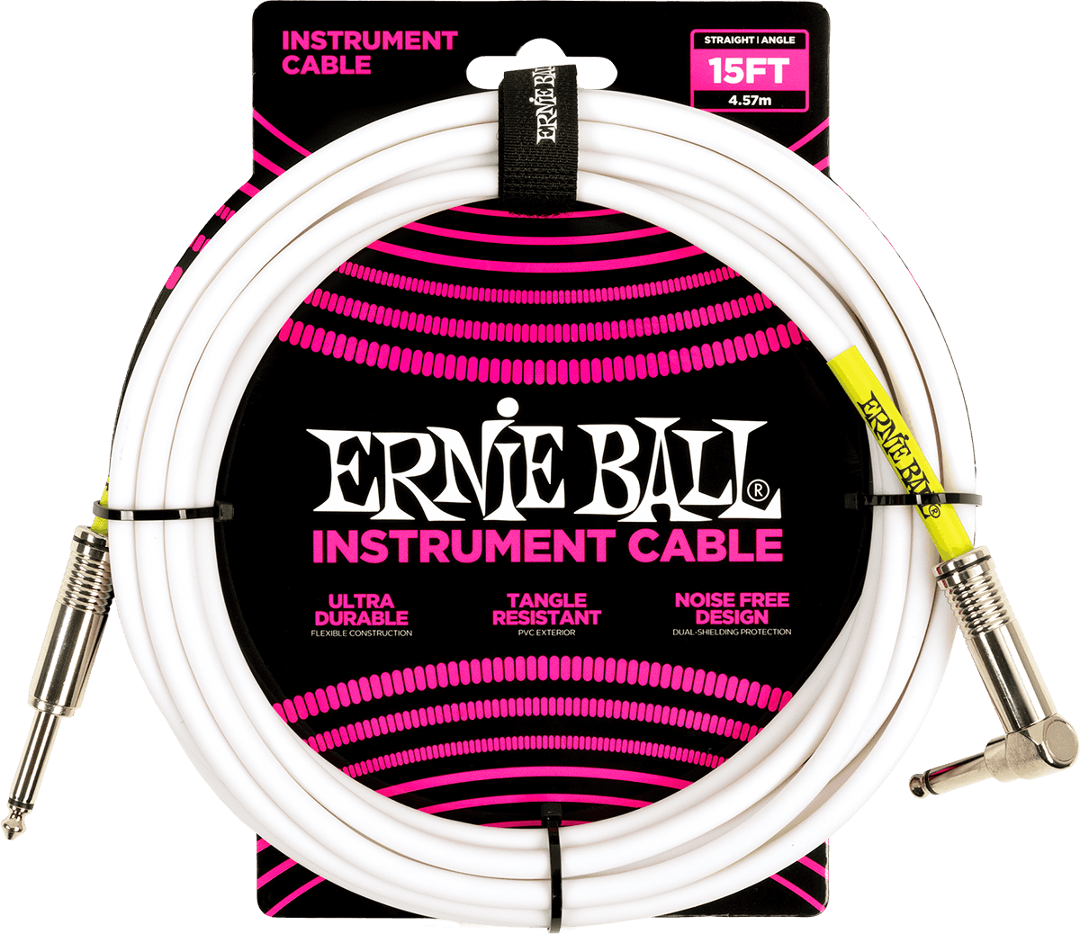 Ernie Ball Classic Instrumentkabel 6.35mm jack - 6.35mm jack Haaks 4.5 m Wit