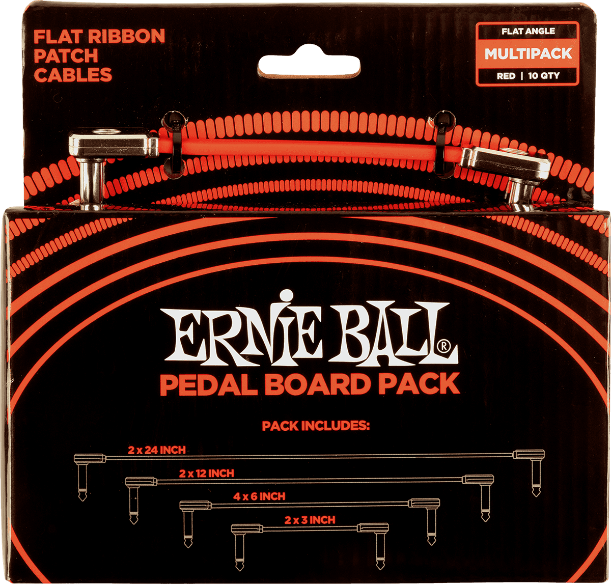 Ernie Ball Patch Patchkabel Haaks – Multipack - haaks & plat - rood