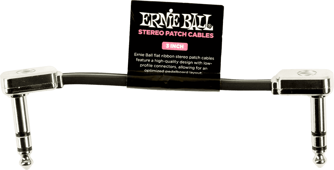 Ernie Ball Patch Patchkabel Haaks 7.5 cm – TRS - haaks & plat - 7,5 cm zwart