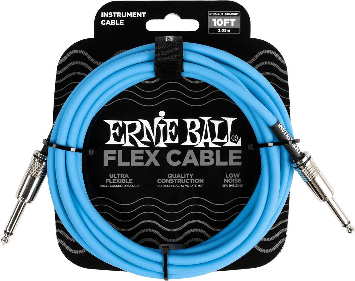 Ernie Ball Flex Instrumentkabel 6.35mm jack - 6.35mm jack 3 m Blauw