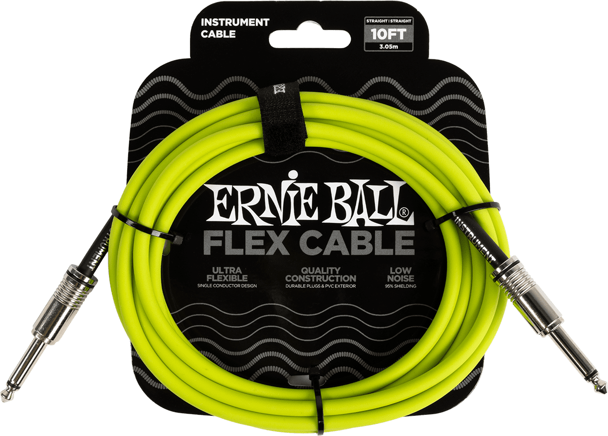 Ernie Ball Flex Instrumentkabel 6.35mm jack - 6.35mm jack 3 m Groen