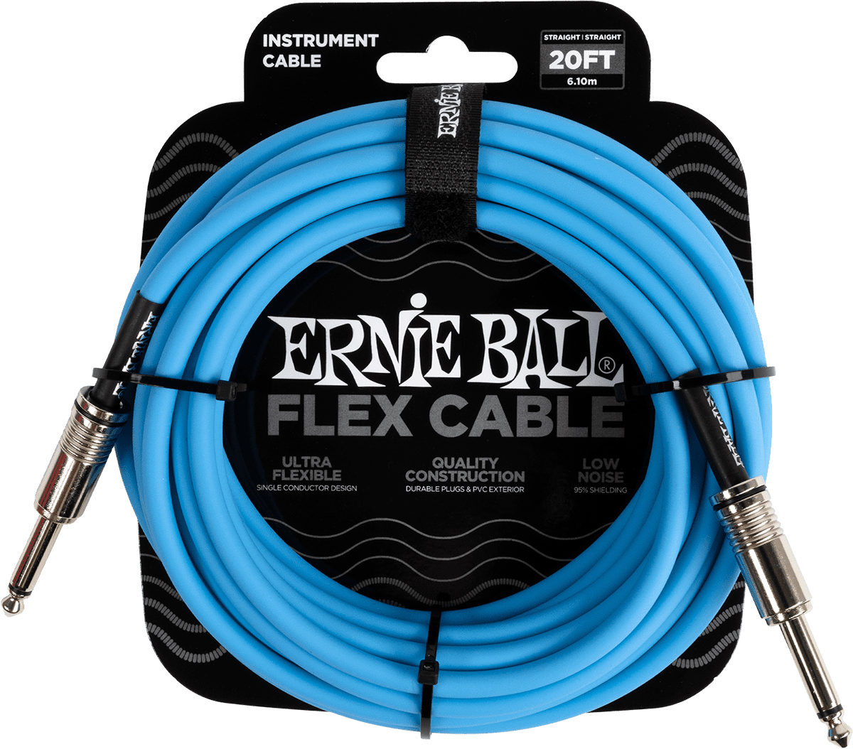 Ernie Ball Flex Instrumentkabel 6.35mm jack - 6.35mm jack 6 m Blauw