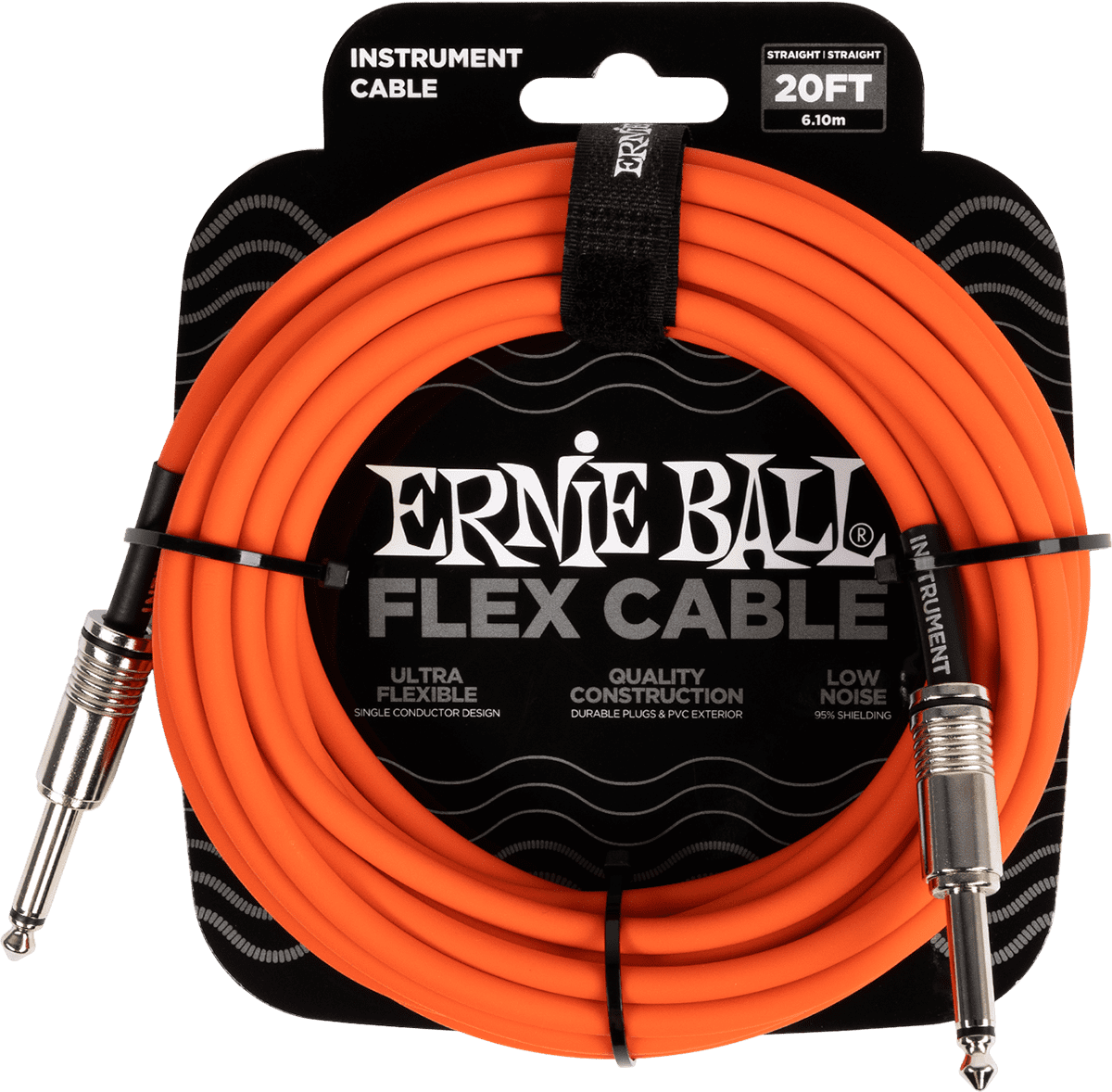 Ernie Ball Flex Instrumentkabel 6.35mm jack - 6.35mm jack 6 m – Jack/jack 6m oranje