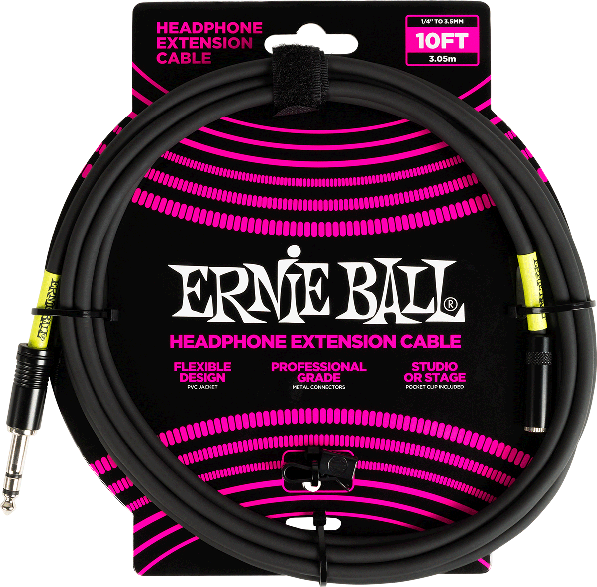 Ernie Ball Headphones extension Audiokabel 6.35mm jack - 3.5mm mini-jack 3 m Zwart