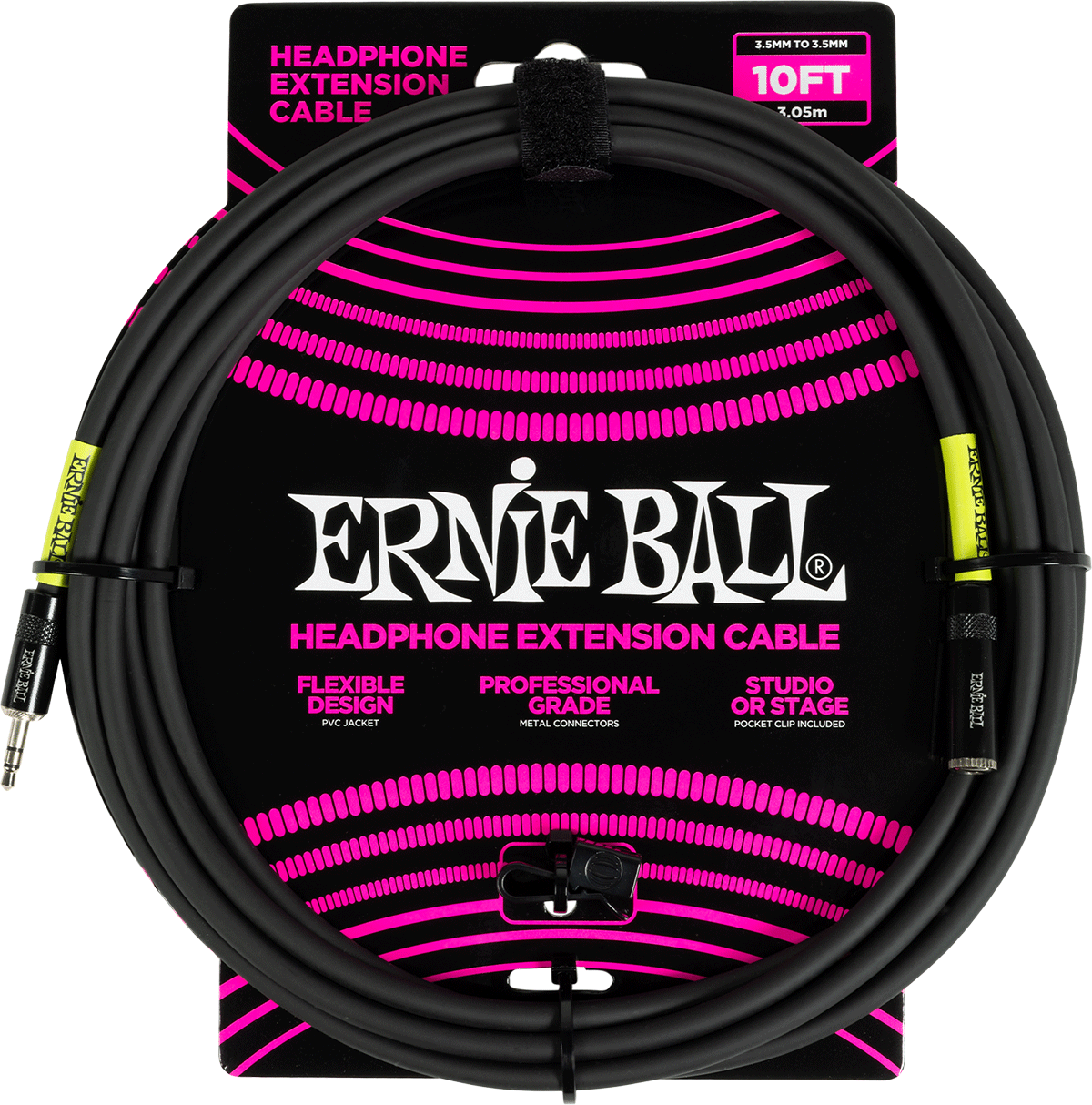 Ernie Ball Headphones extension Audiokabel 6.35mm jack - 3.5mm mini-jack 3 m Zwart
