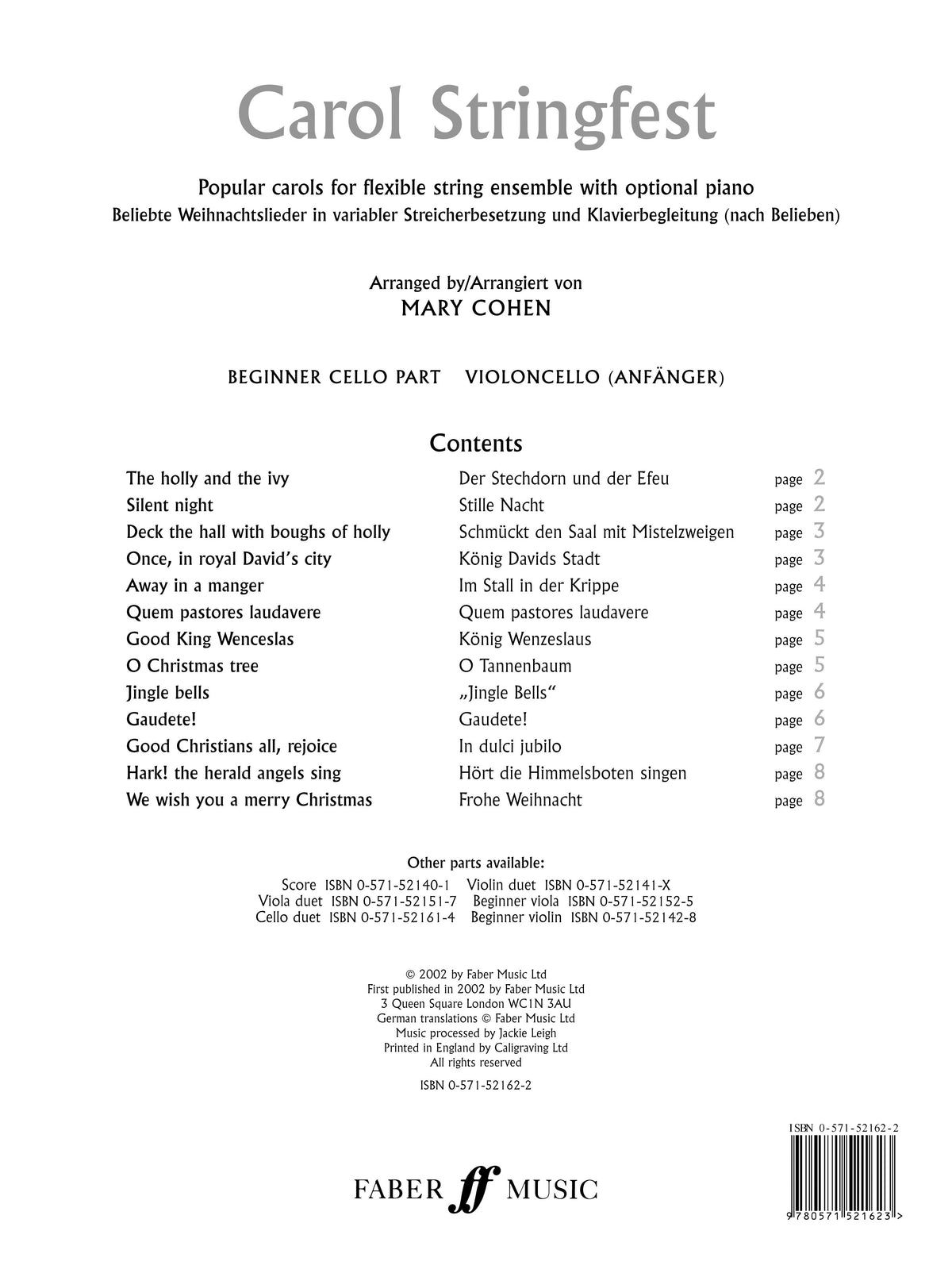 Cohen: Carol Stringfest (Beginner Cello)