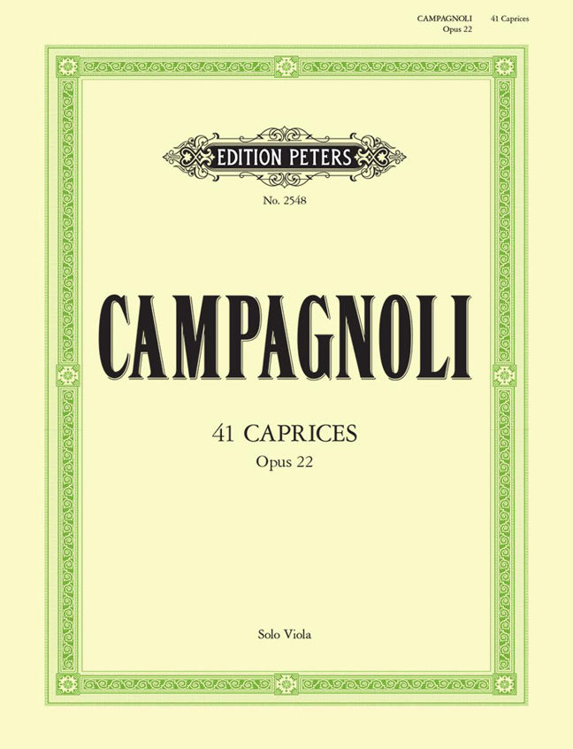 Bartolommeo Campagnoli: 41 Caprices Opus22 for Solo Viola
