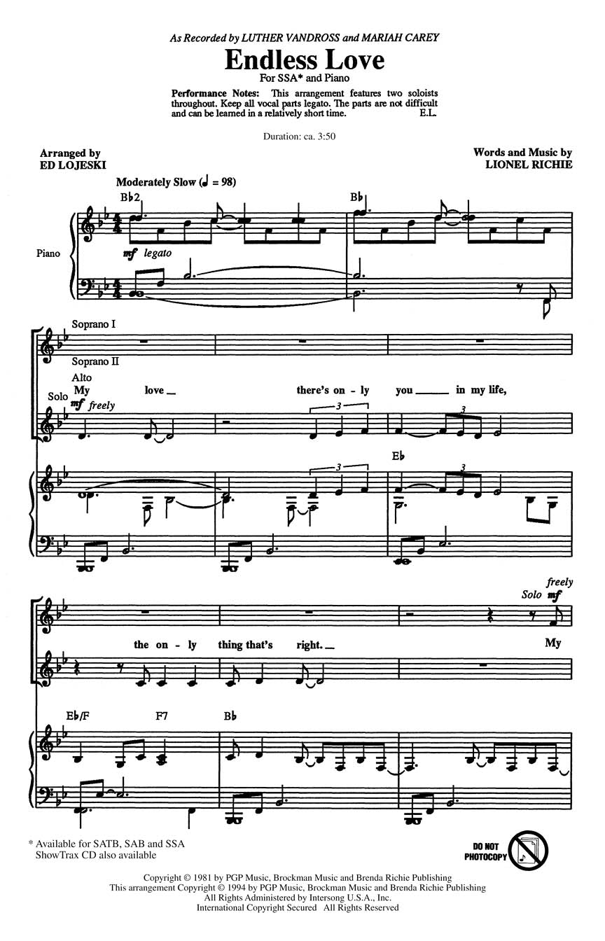 Lionel Richie: Endless Love (SSA)