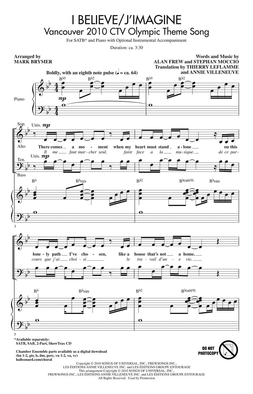 I Believe/J'Imagine(Vancouver 21 CTV Olympic Theme Song)