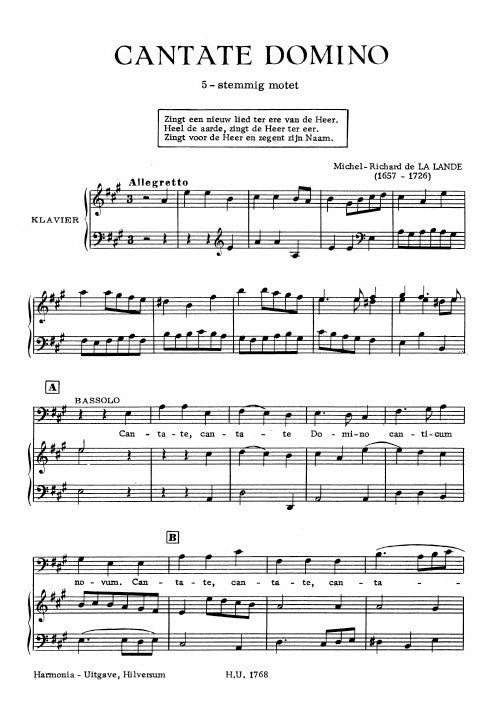 M.R. de la Lande: Cantate Domino
