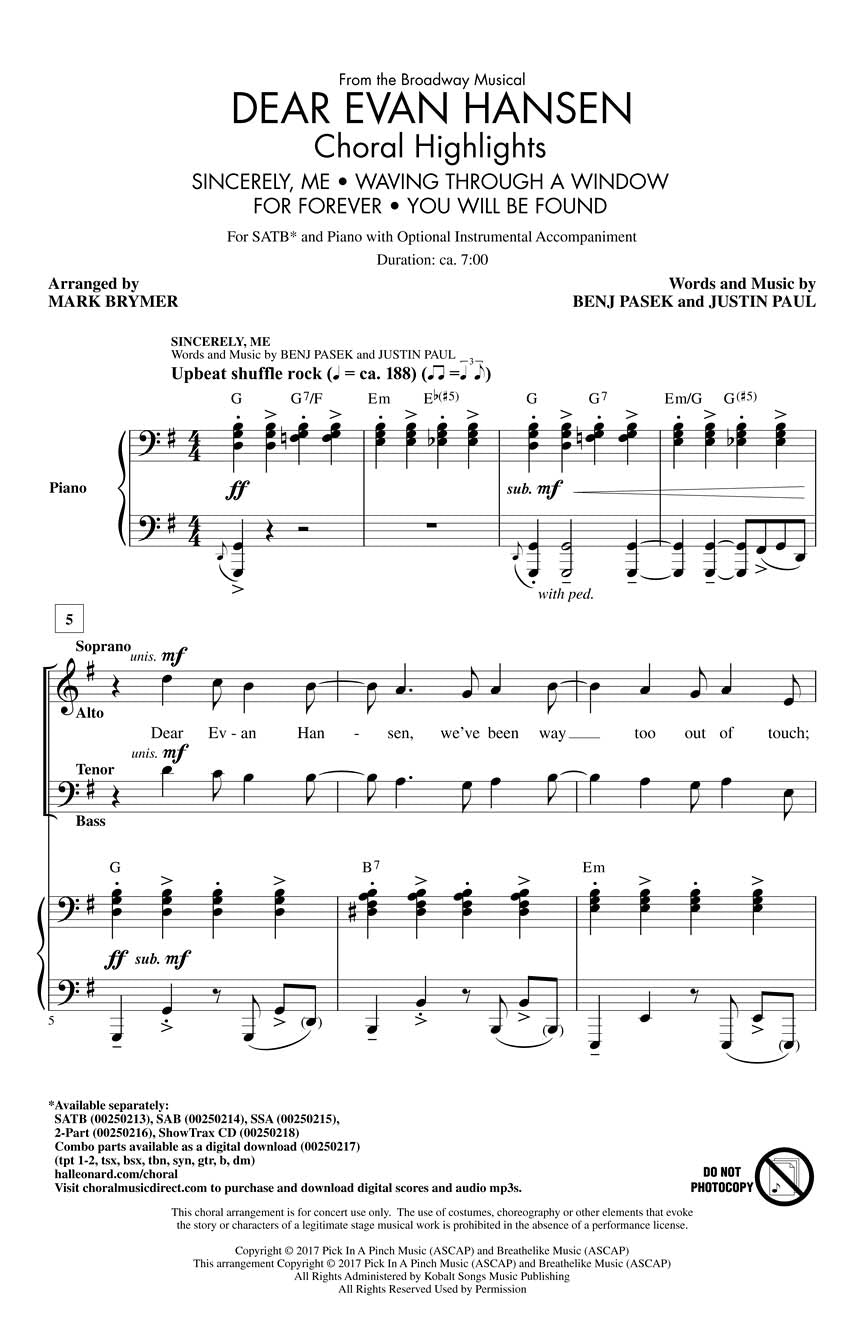 Dear Evan Hansen – (Choral Highlights) | Koor