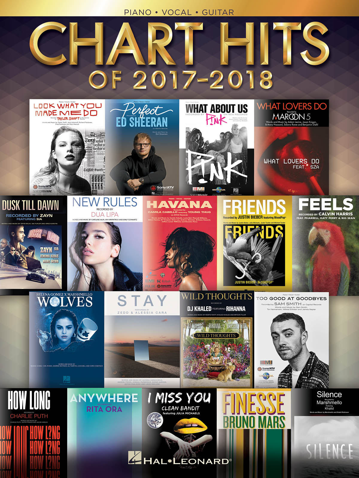 Chart Hits of 2017-2018 – European Version | Piano, zang en gitaar