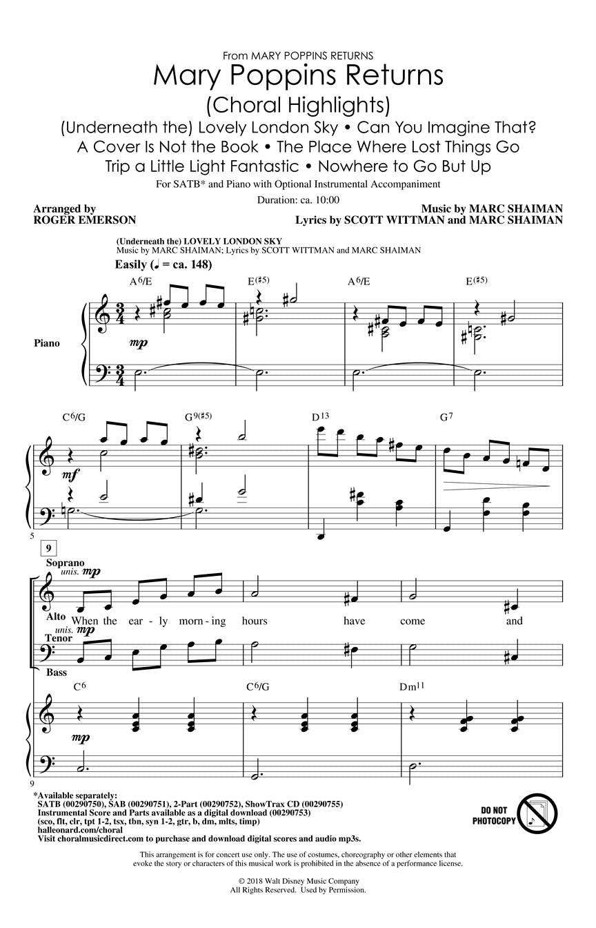 Mary Poppins Returns (Choral Highlights) | ShowTrax CD