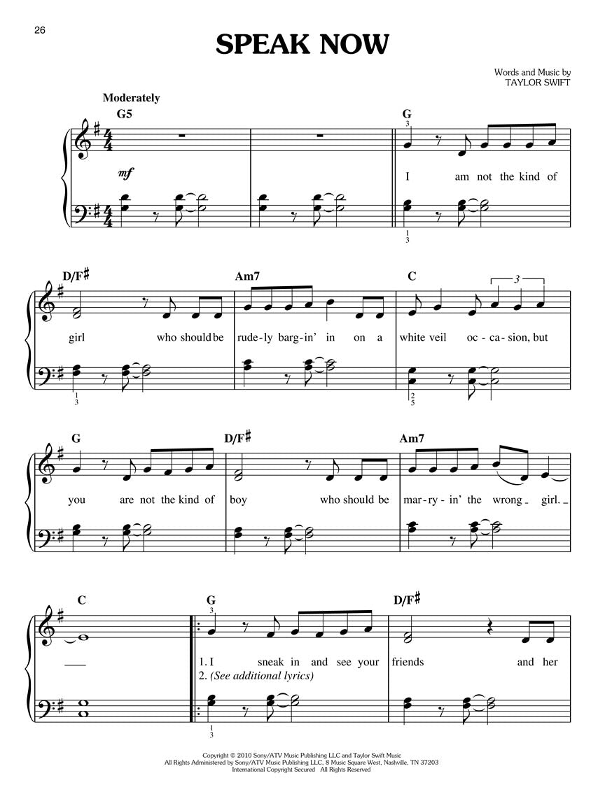 Taylor Swift - Speak Now | Easy Piano