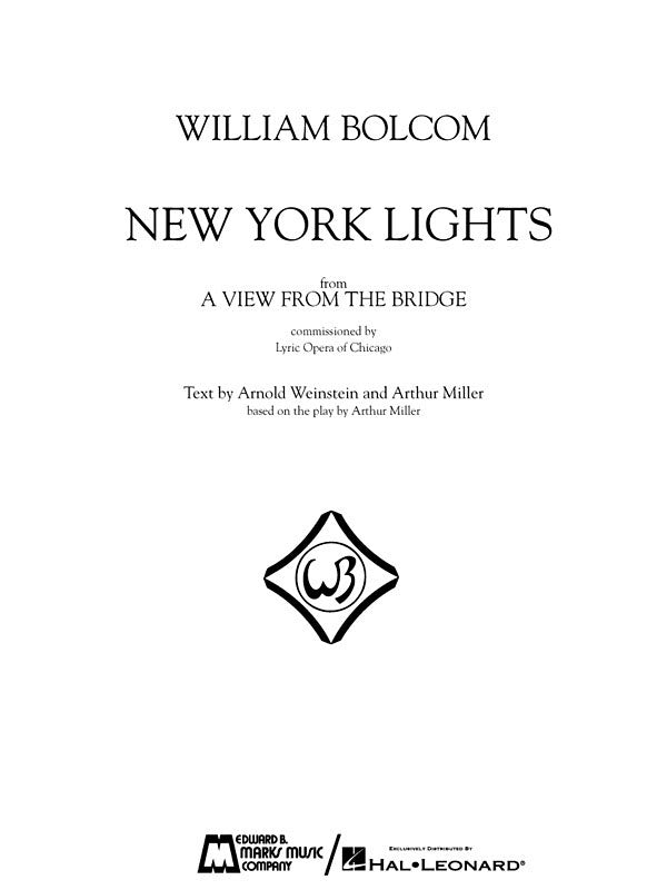 William Bolcom - New York Lights – from A View from the Bridge | Piano, zang en gitaar