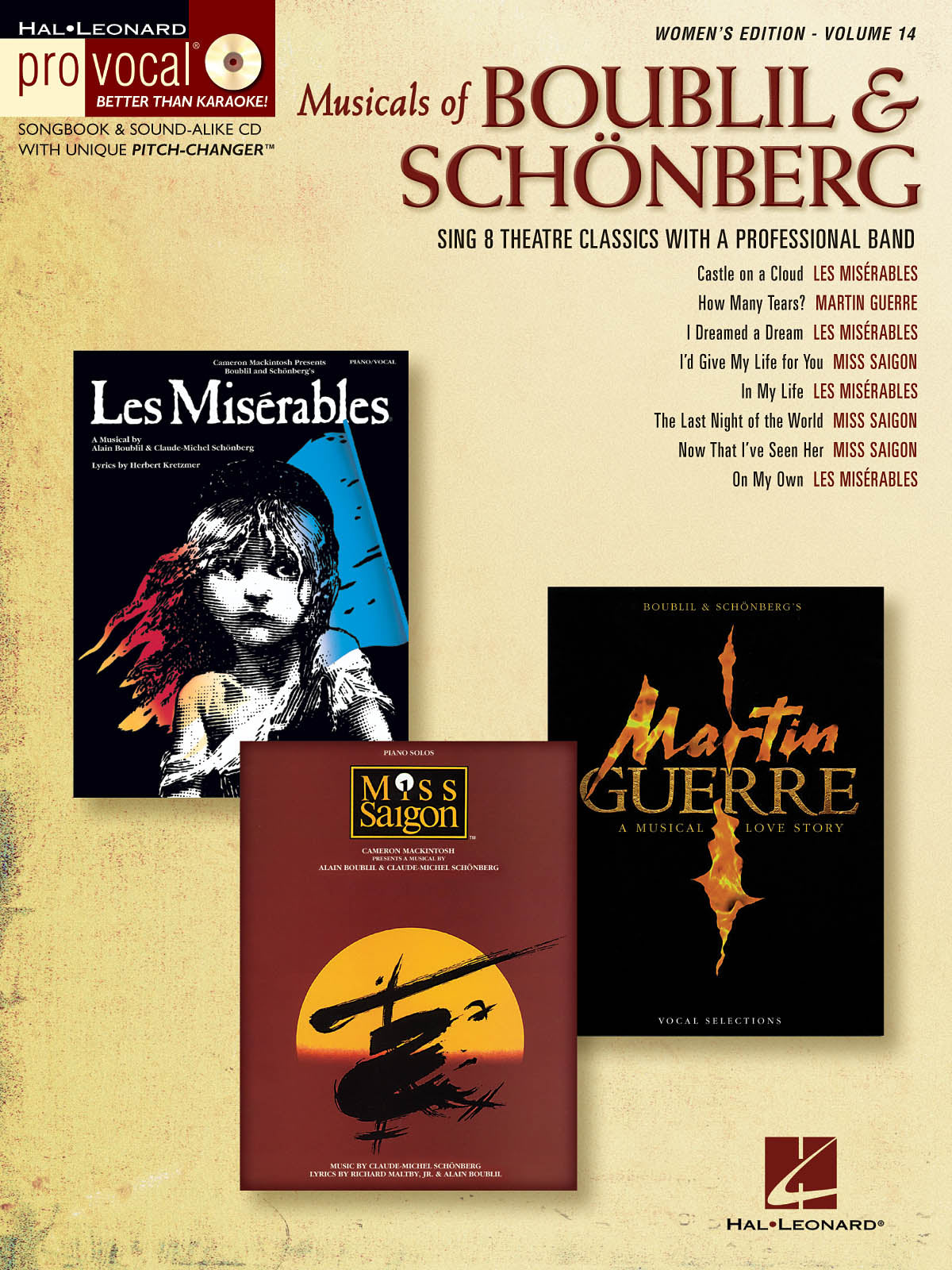 Musicals of Boublil & Sch?nberg – Pro Vocal Women's Edition Volume 14 | Piano, zang en gitaar