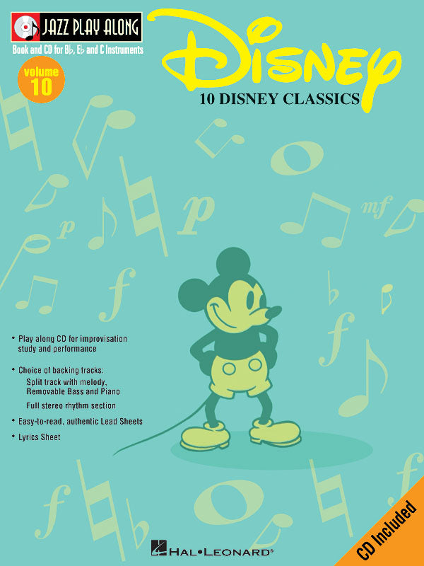 Disney - 10 Disney Classics – Jazz Play-Along: Volume 10 | Flute, Violin, Guitar, Clarinet, Trumpet, Saxophone, Trombone, Chords