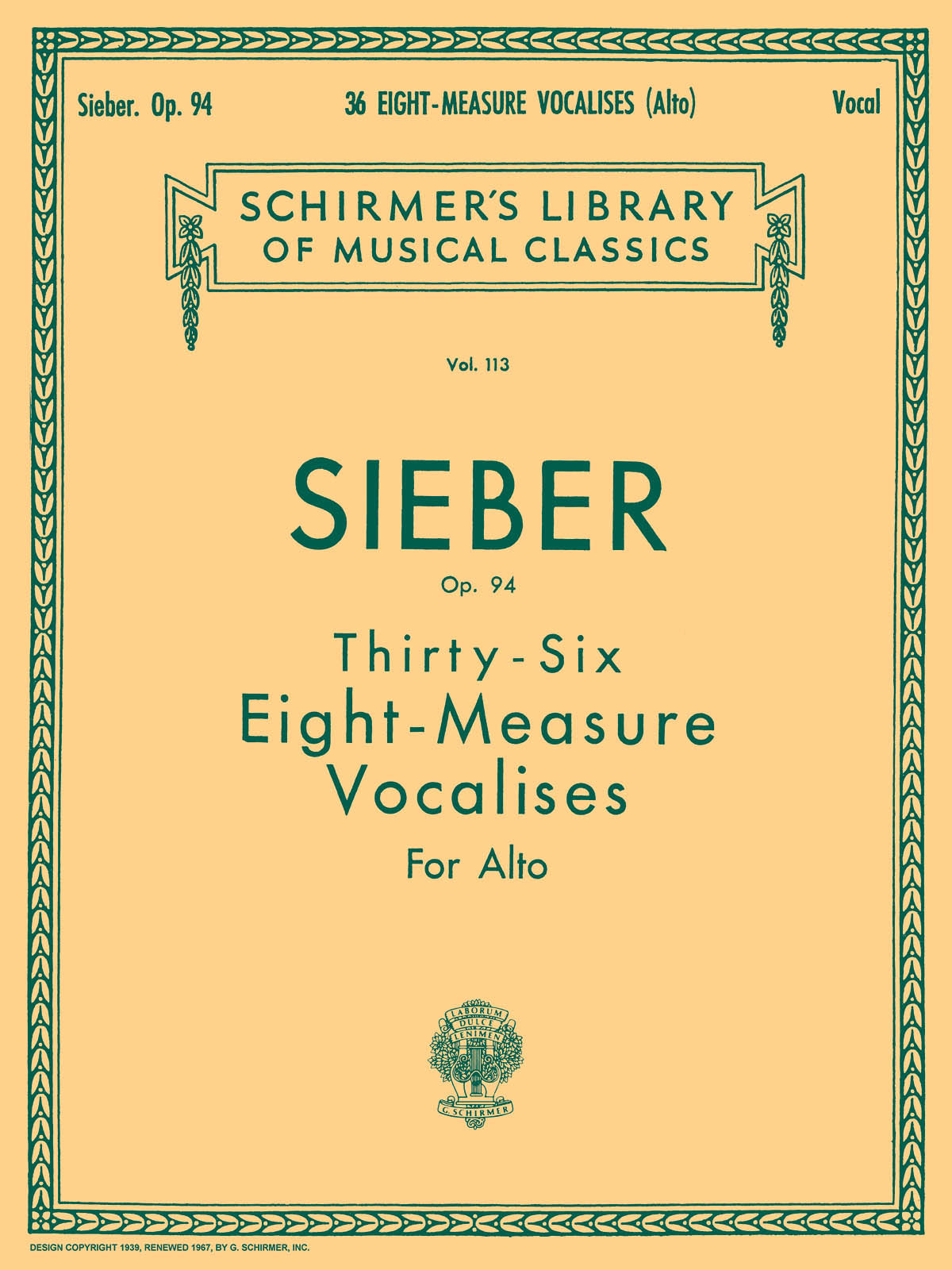 Sieber: 36 Eight-Measure Vocalises, Op. 94