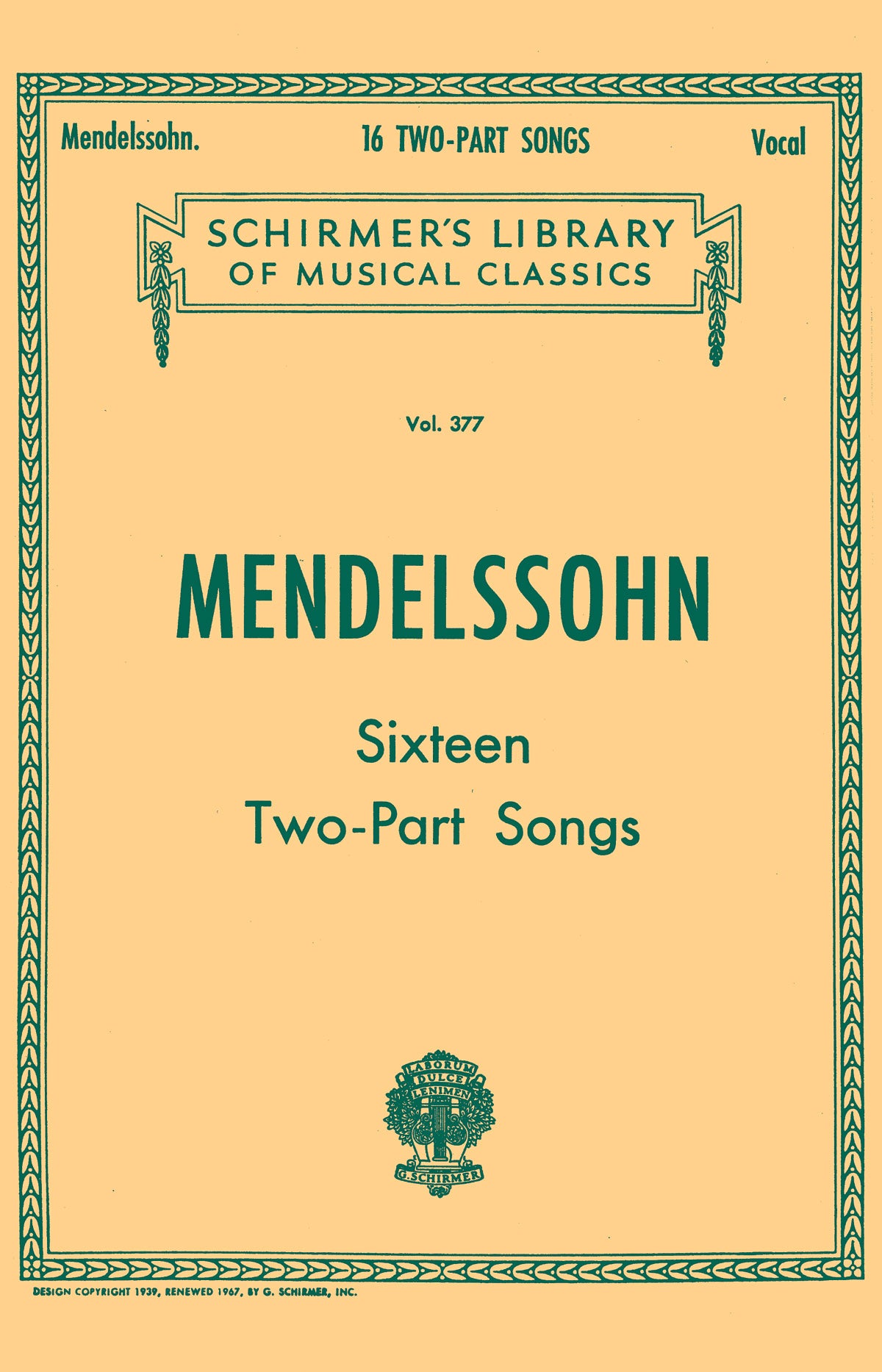 Bartholdy: 16 Two-part Songs