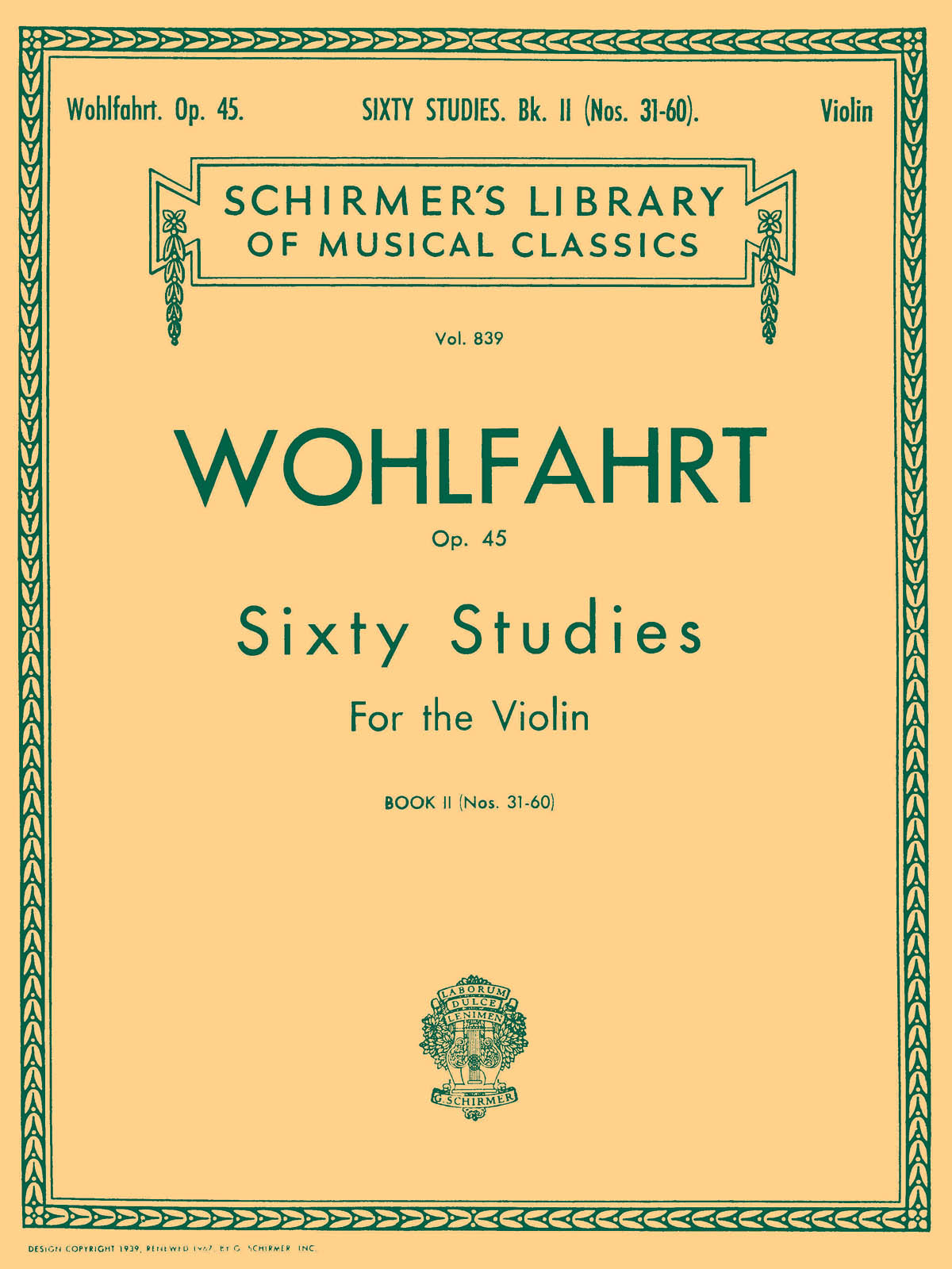 Wohlfahrt: Wohlfahrt - 60 Studies, Op. 45 - Book 2