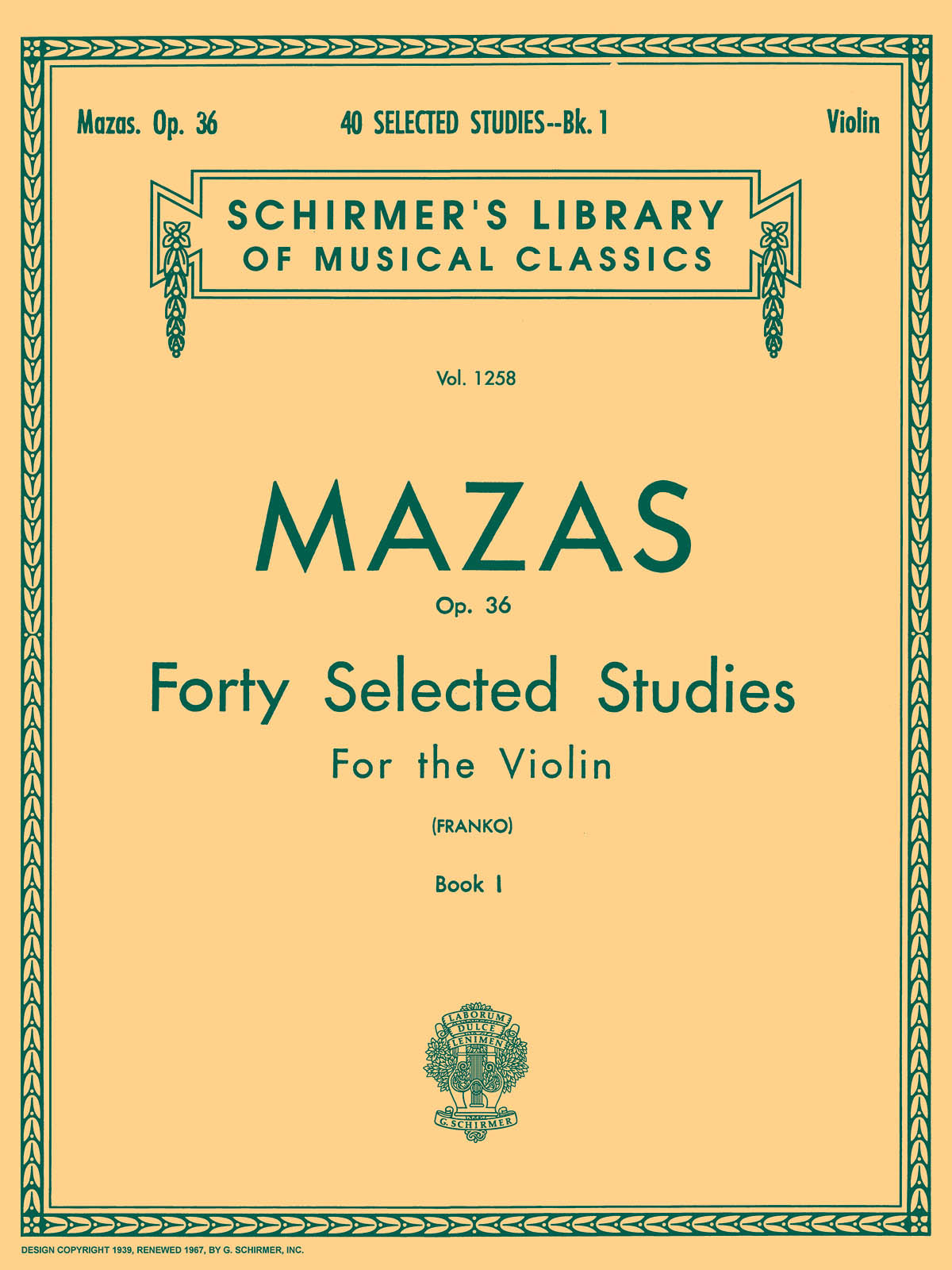 Mazas: 40 Selected Studies, Op. 36 - Book 1