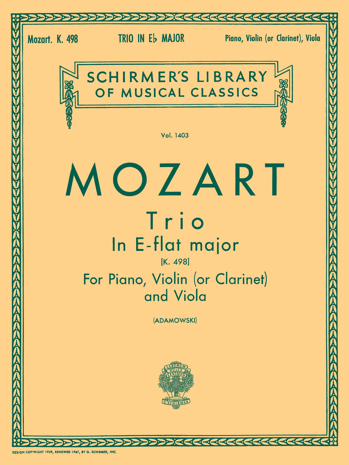 Mozart: Trio No. 7 in E Flat, K.498