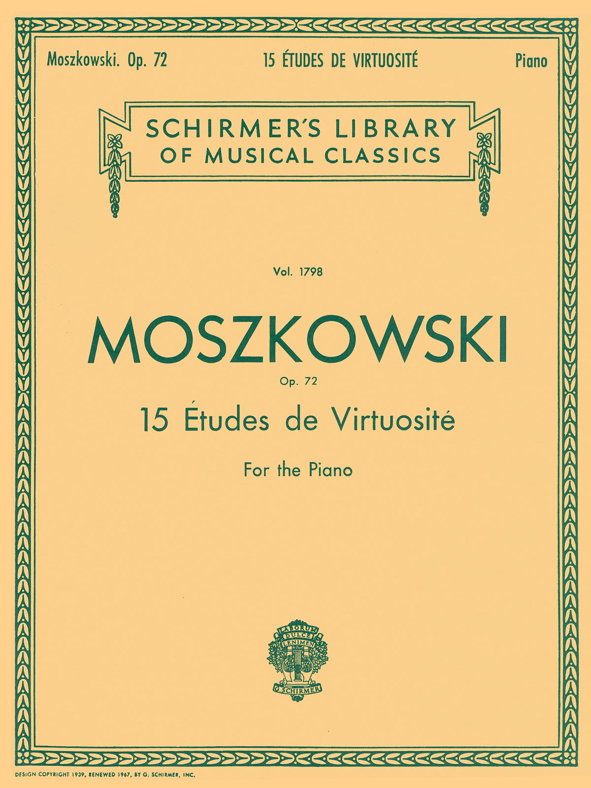 Moszkowski: 15 Etudes De Virtuosite, Op. 72