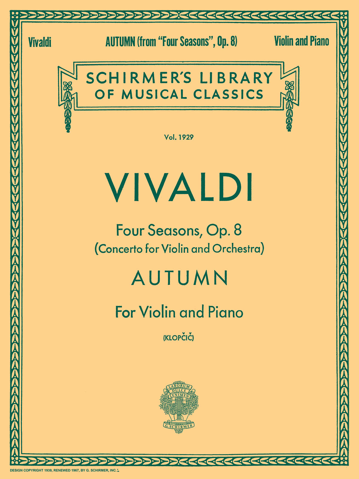 Vivaldi: Schirmer Library of Classics Volume 1929