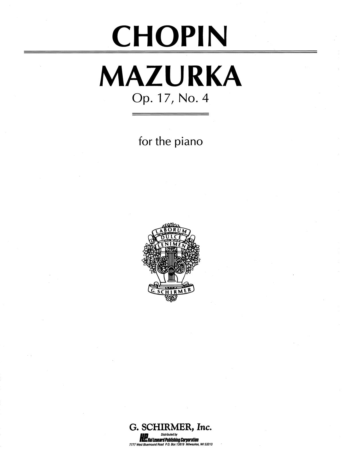 Chopin: Mazurka, Op. 17, No. 4 in A Minor