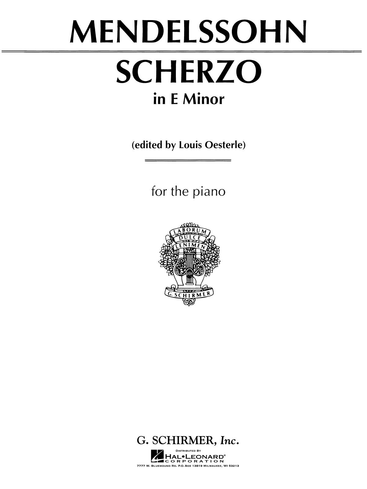 Mendelssohn: Scherzo in E Minor, Op. 16, No. 2