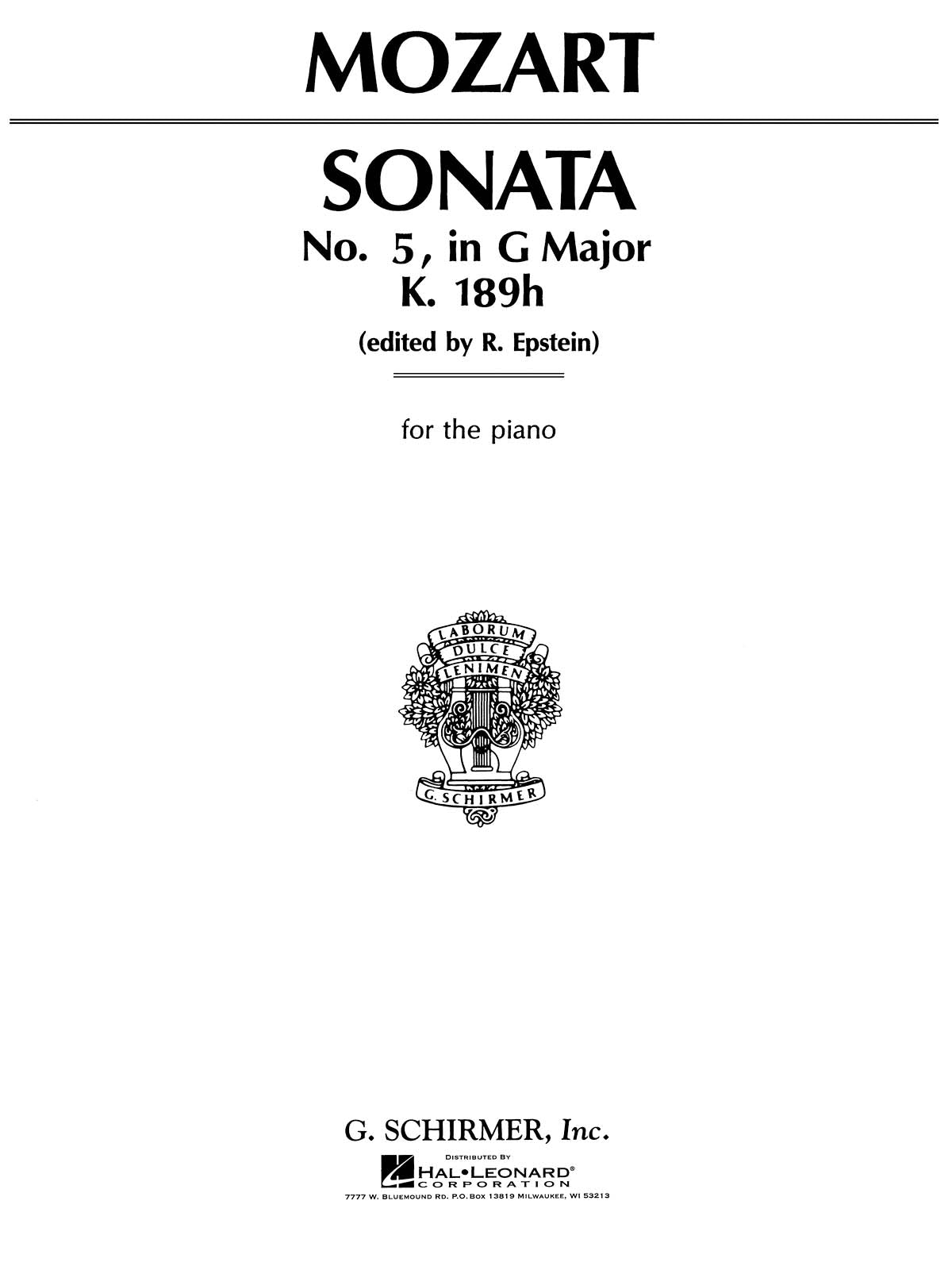 Mozart: Sonata No. 5 in G Major K189H/283