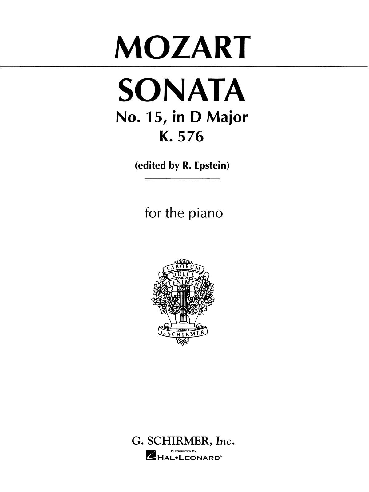 Mozart: Sonata No. 15 in D Major K576