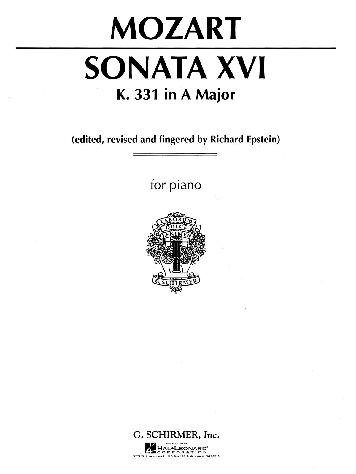 Mozart: Sonata No. 16 in A Major K331