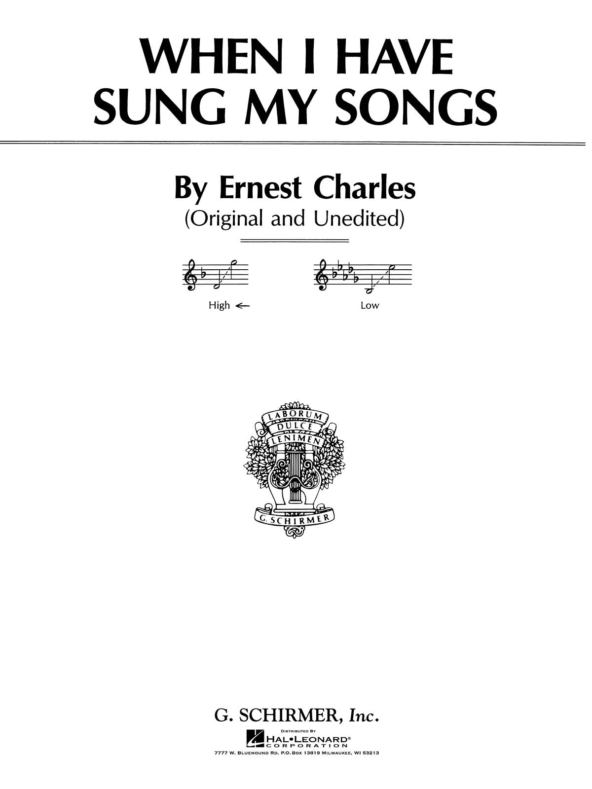 Charles: When I Have Sung My Songs