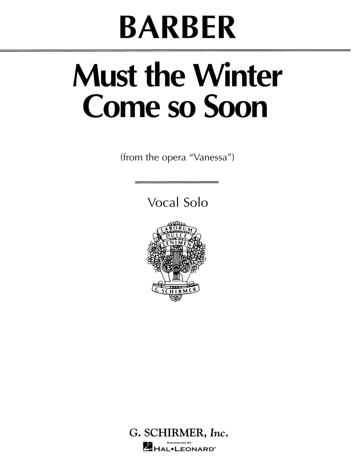 Barber: Must the Winter Come So Soon (from Vanessa)