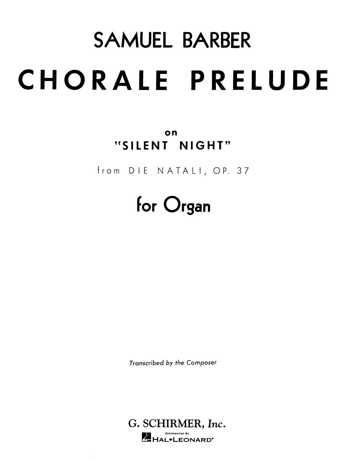 Barber: Chorale Prelude On Silent Night