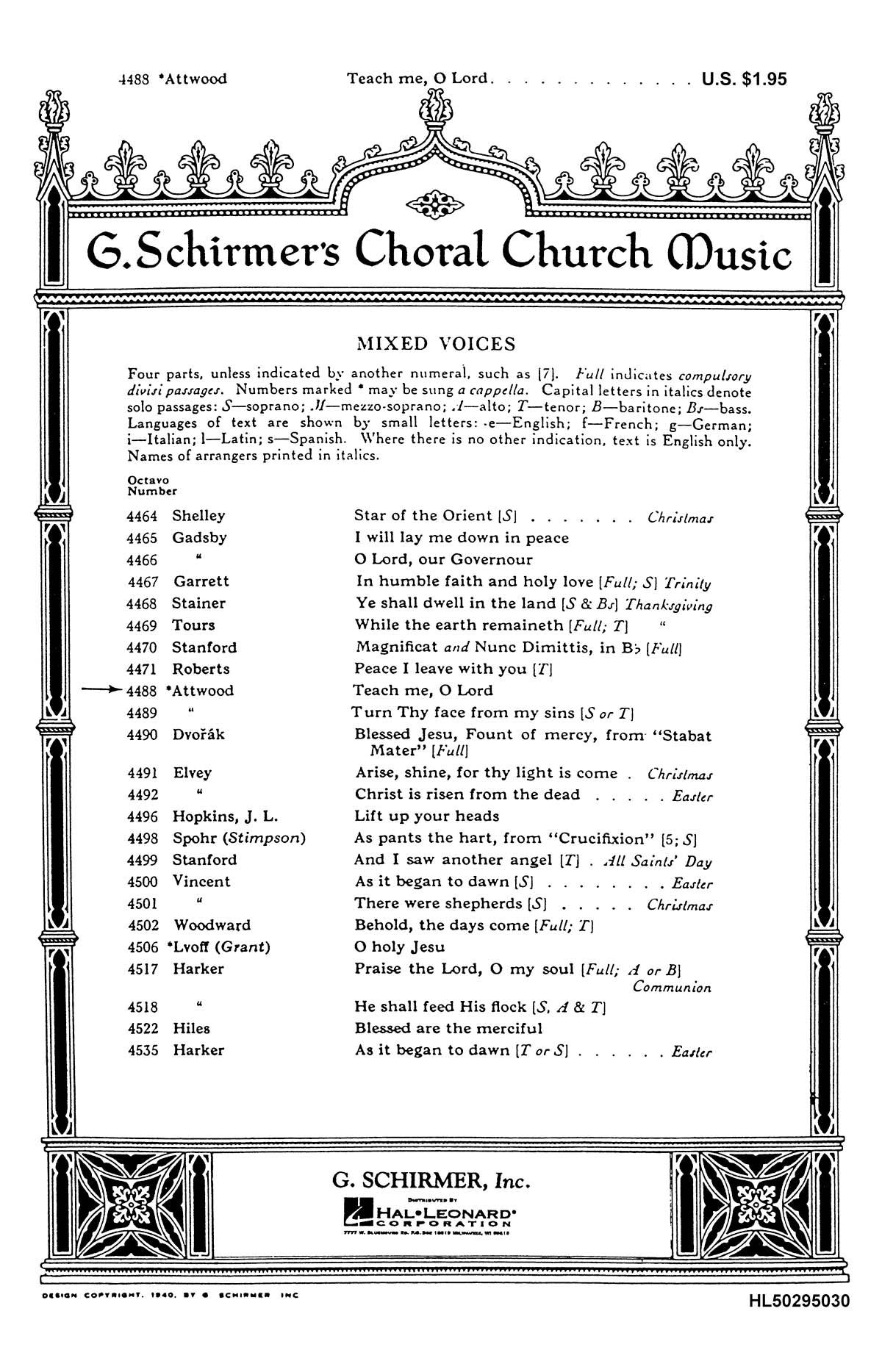 Attwood: Teach Me O Lord Organ