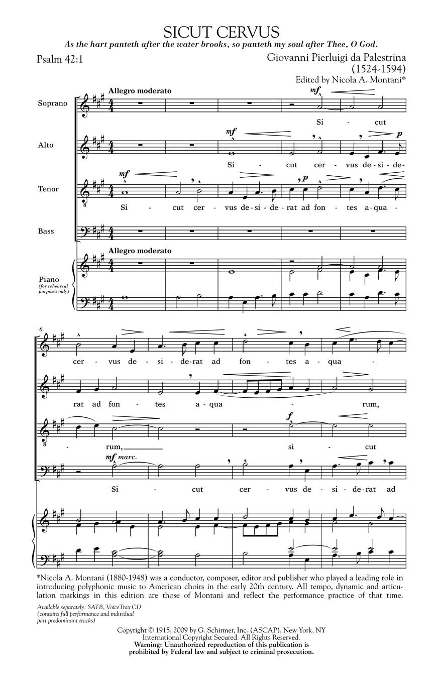 Palestrina: Sicut Cervus